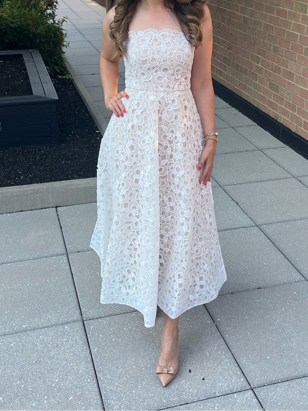 Milly Petunia Strapless Embroidered Lace Gown